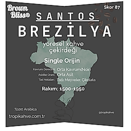 BrownBliss ® Brezilya Santos Çekirdek Kahve