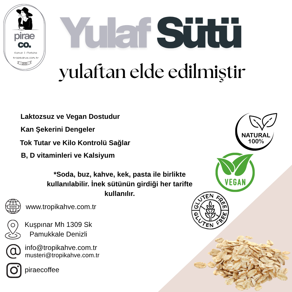Pirae CO. ®️ | %100 Doğal Yulaf Sütü 220ml